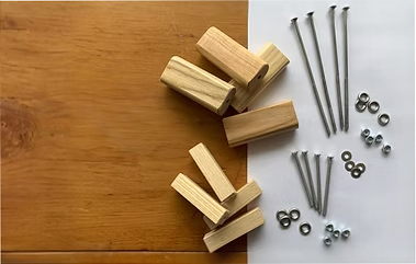 Webbed seat frames with woven webbing on a workbench